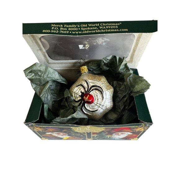 Old World Christmas Other - Old World Christmas Glass Ornament Spider on Web 3" Retired w/Box Glitter